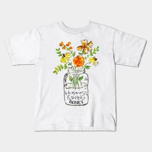 Happiness is being honey floral gift Kids T-Shirt